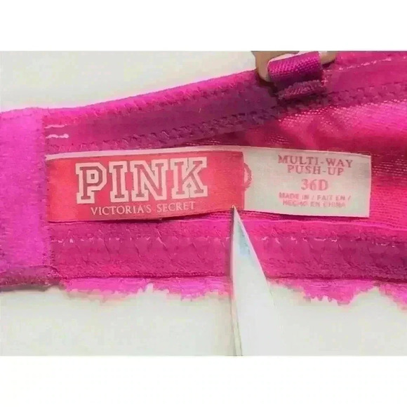 Victorias Secret PINK multi-way push up bra 36D underwired lace accents pink - Picture 3 of 7